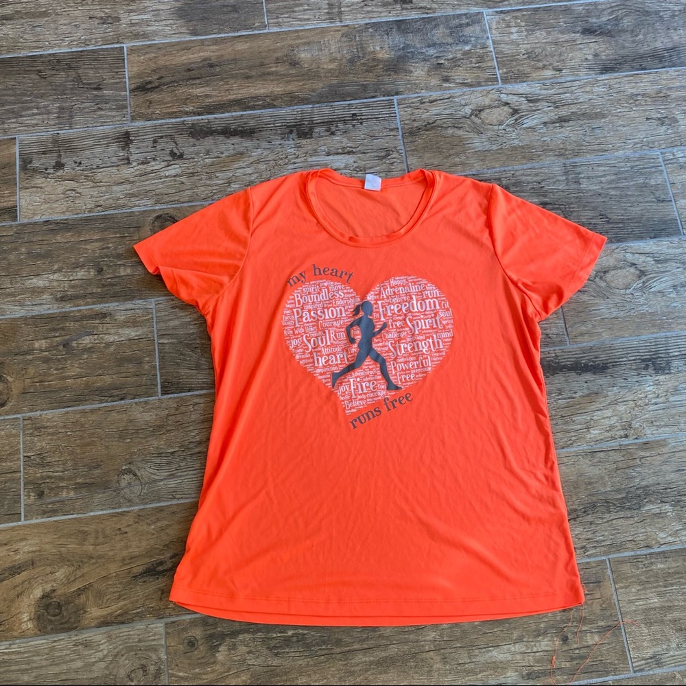 Ladies Orange My Heart Runs Free Running Tee - Picture 2 of 7